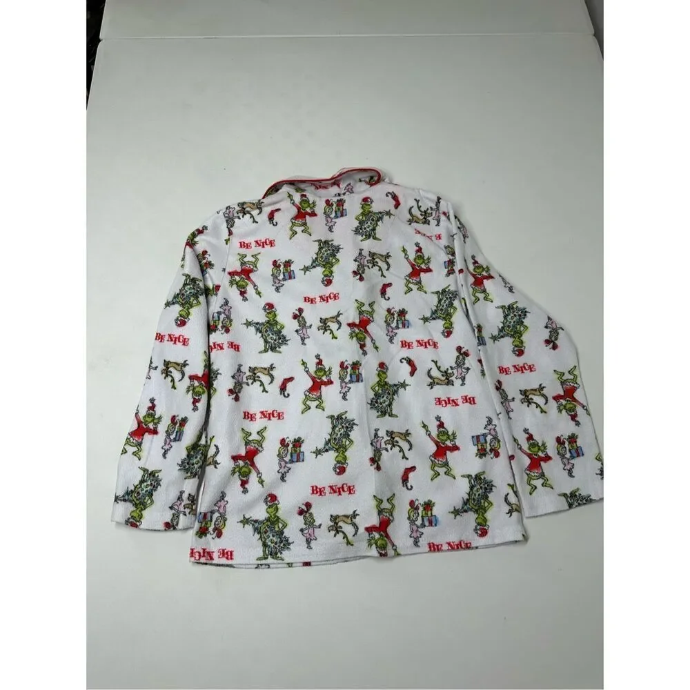 The Grinch Boy's Flannel 'Be Nice' Holiday  Pajama Top Size XS (4-5)